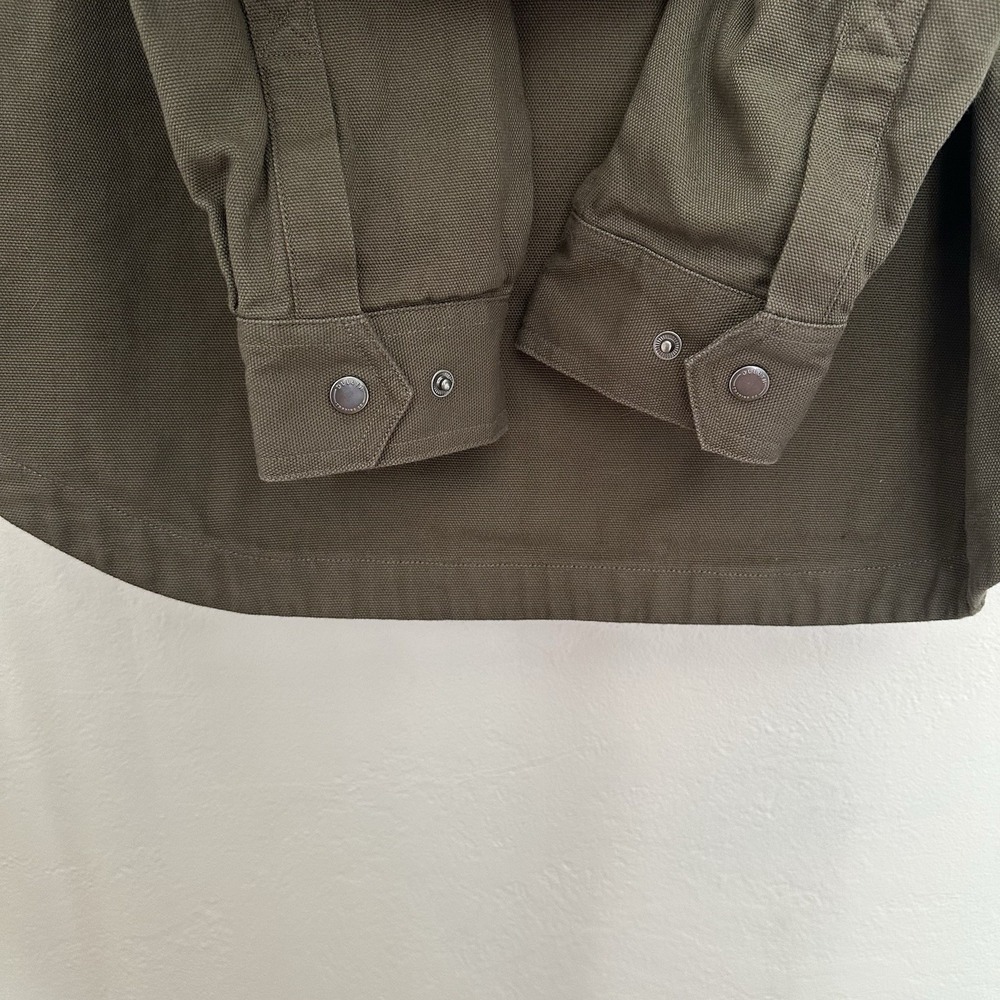 Duluth Trading Co Fire Hose Shirt Jacket Mens large Olive Green Flannel Lined - Picture 6 of 13